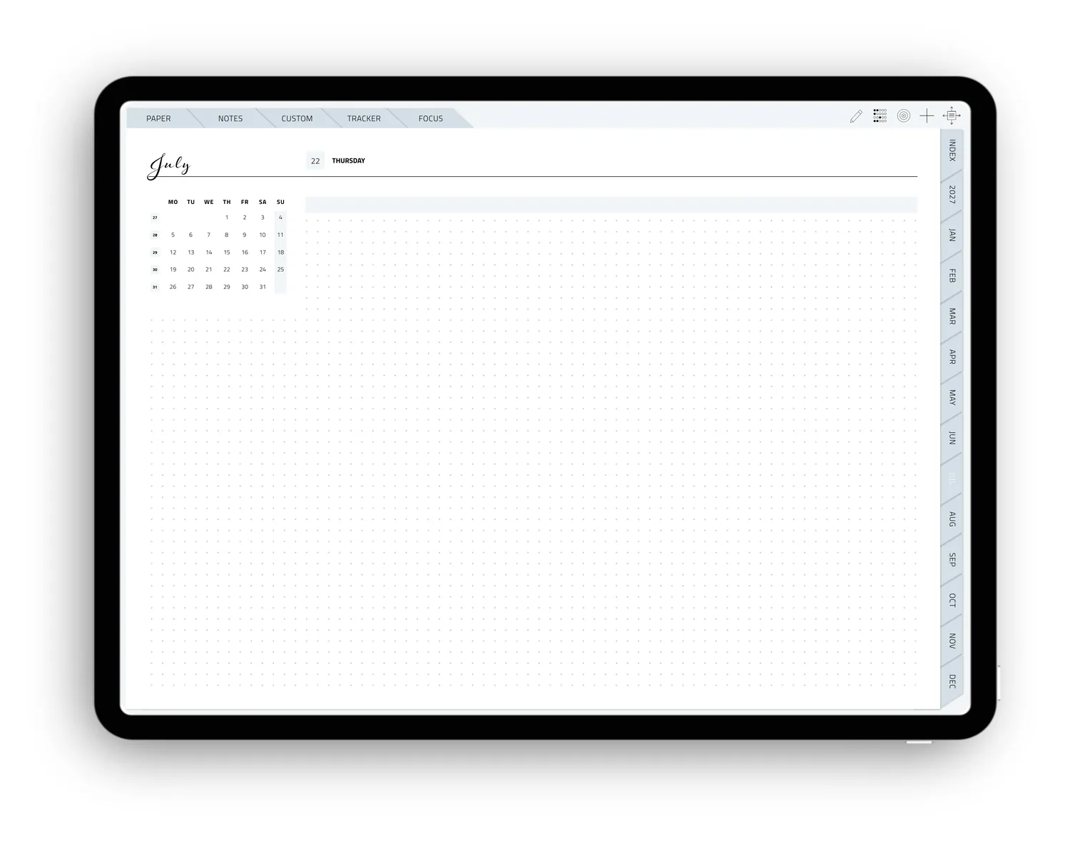 Daily page Dot Grid